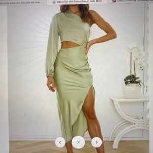 Green one shoulder dress